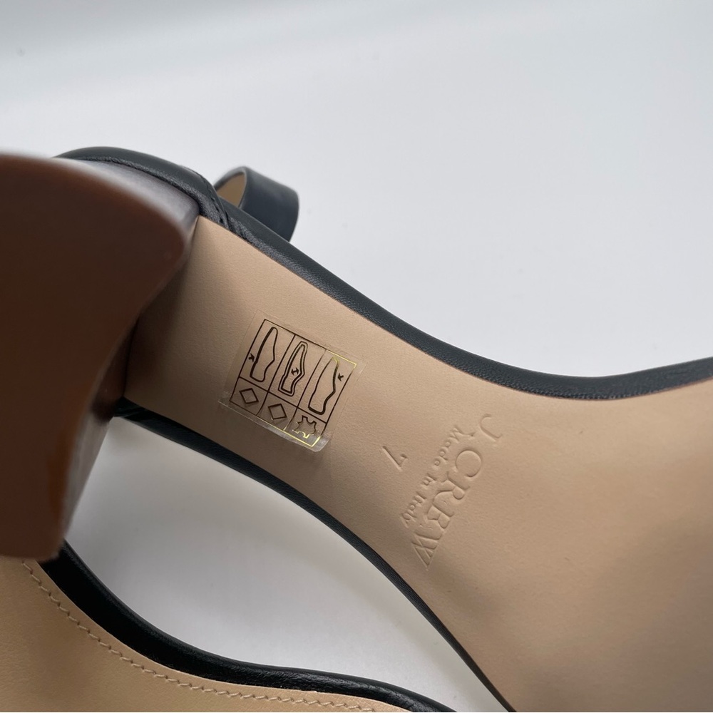 NEW J.CREW Stella Black Leather Heels Sandals Size 7 Made in Italy 4,5”// 9cm - Picture 6 of 11